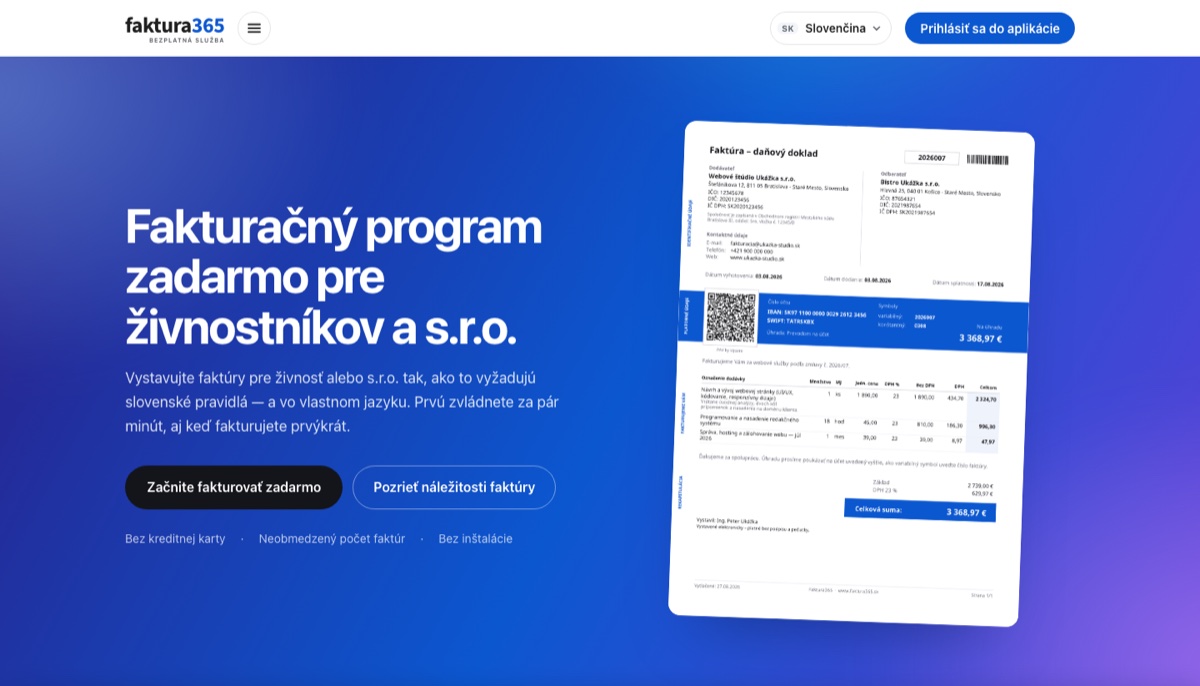 Faktura365 - fakturačný program pre živnostníkov a s.r.o. na Slovensku